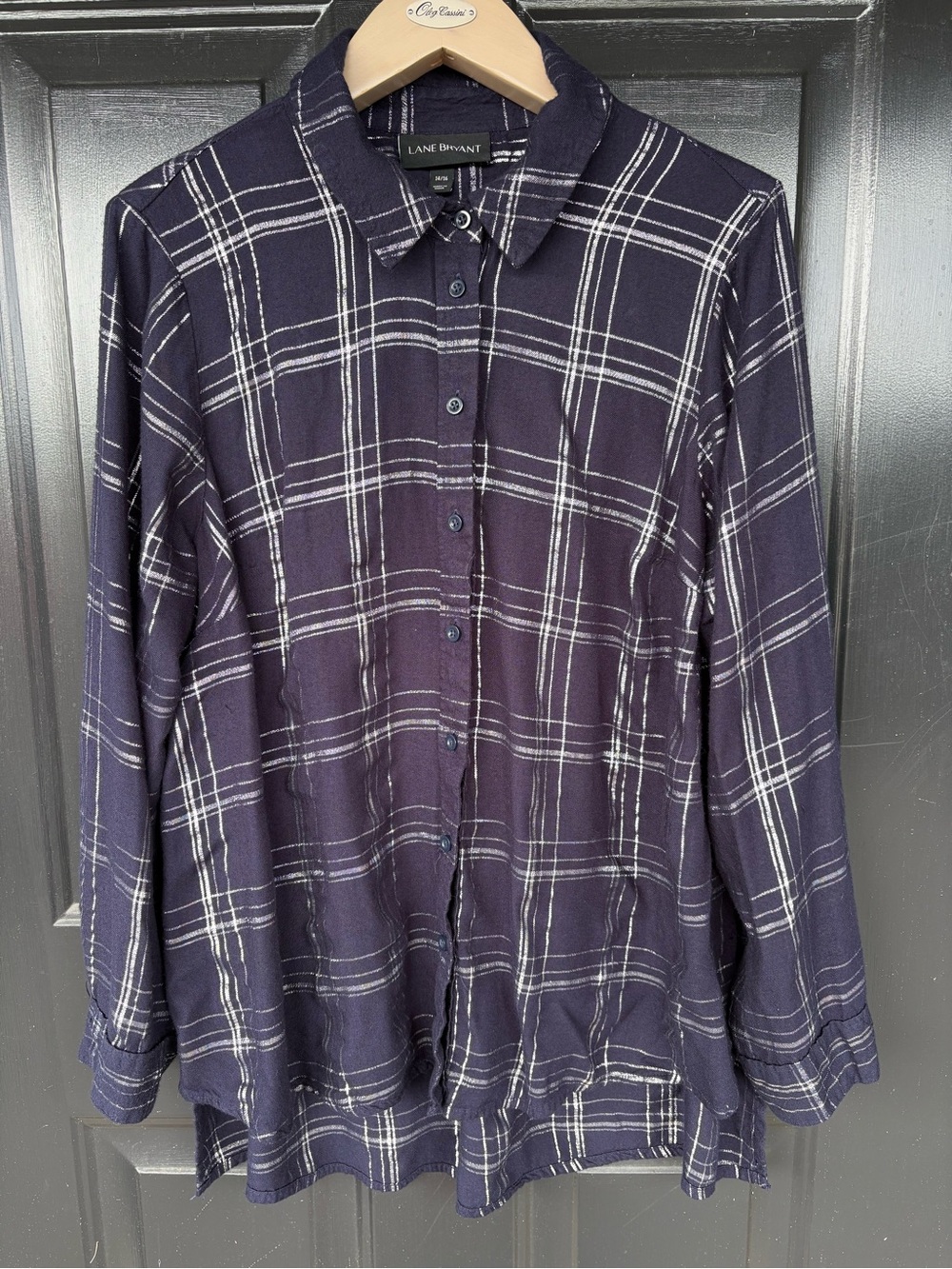 Lane Bryant Navy & White Plaid Top